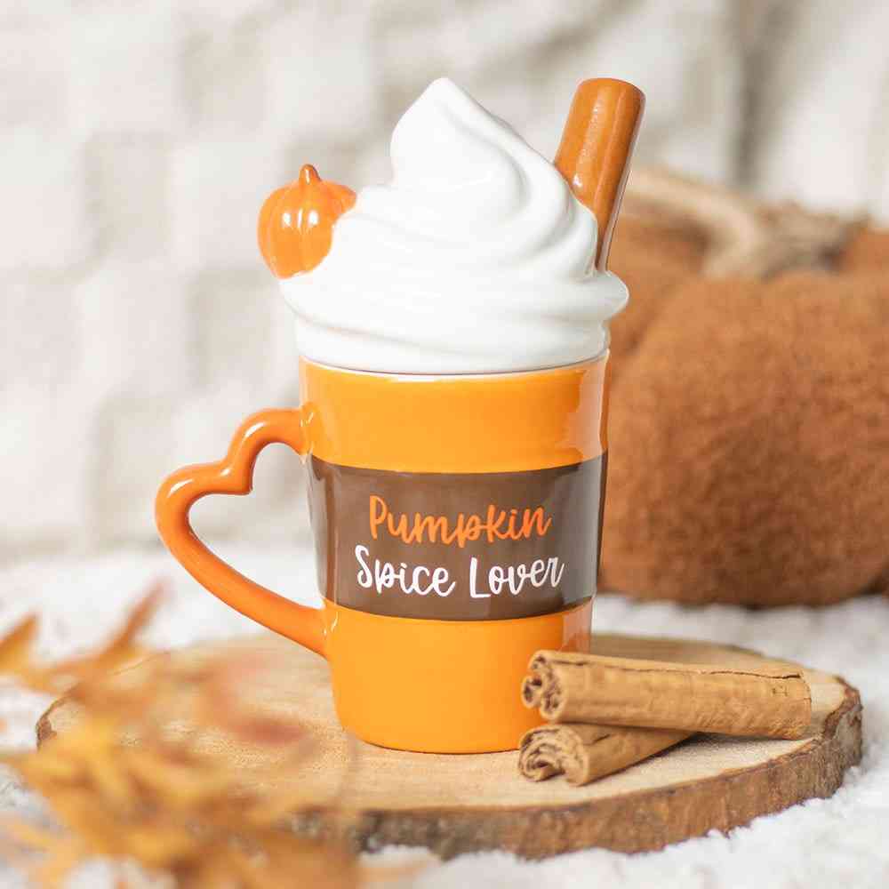 Something Different - Pumpkin Spice Latte Shaped Lidded Mug - Multicolours